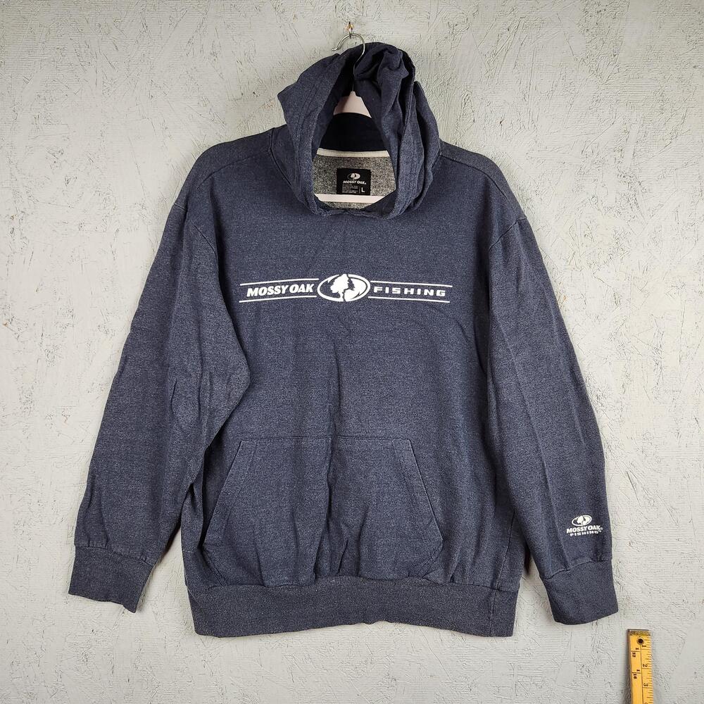 Mossy Oak Fishing Hoodie Mens Large Pullover Sweatshirt Outdoors Fleece Graphic